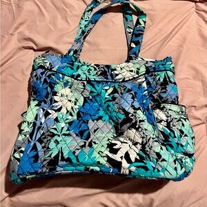 Vera Bradley Floral Quilted Tote Bag - Blue and Black
